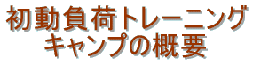 初動負荷トレーニングキャンプの概要